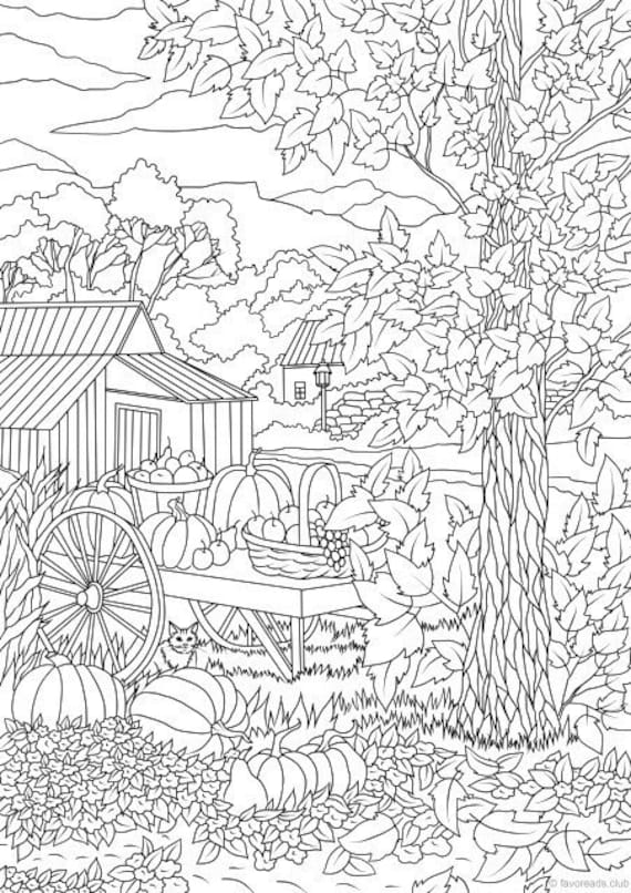 Autumn harvest printable adult coloring page from favoreads coloring book pages for adults and kids coloring sheets coloring designs