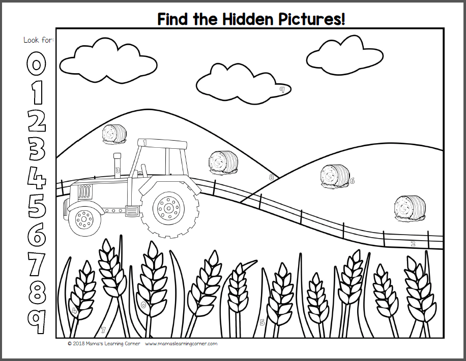 Fall hidden picture worksheets