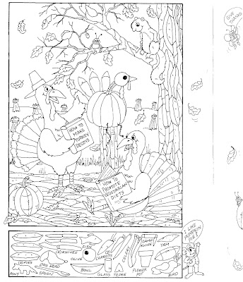 Hidden pictures publishing coloring page and hidden picture puzzle for thanksgiving