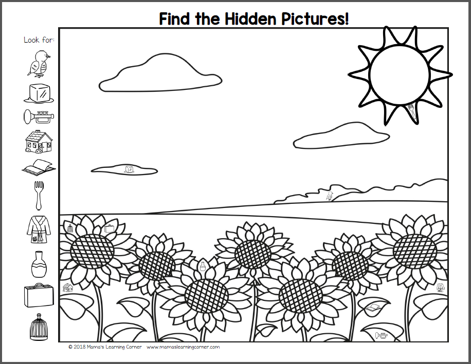 Fall hidden picture worksheets