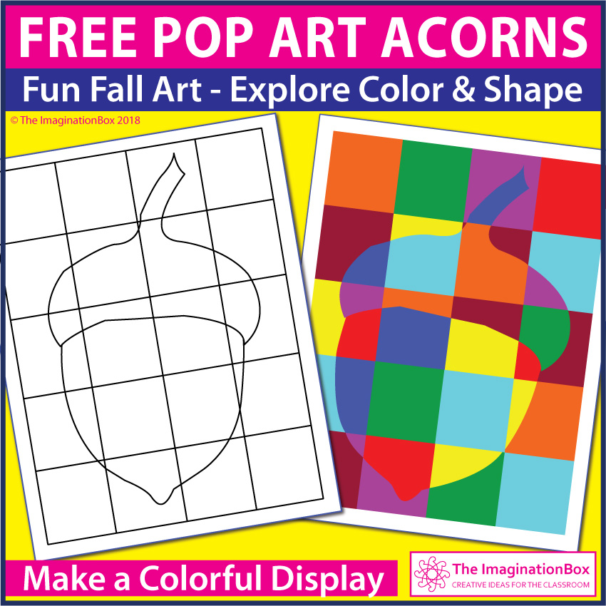 Free fall coloring pages pop art acorn activity