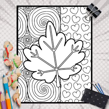 Fall leaves pop art inspired coloring pages autumn coloring sheets