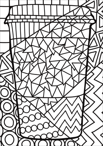 Pop art paper cup coloring page free printable coloring pages