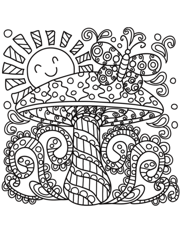 Pop art mushroom coloring page free printable coloring pages