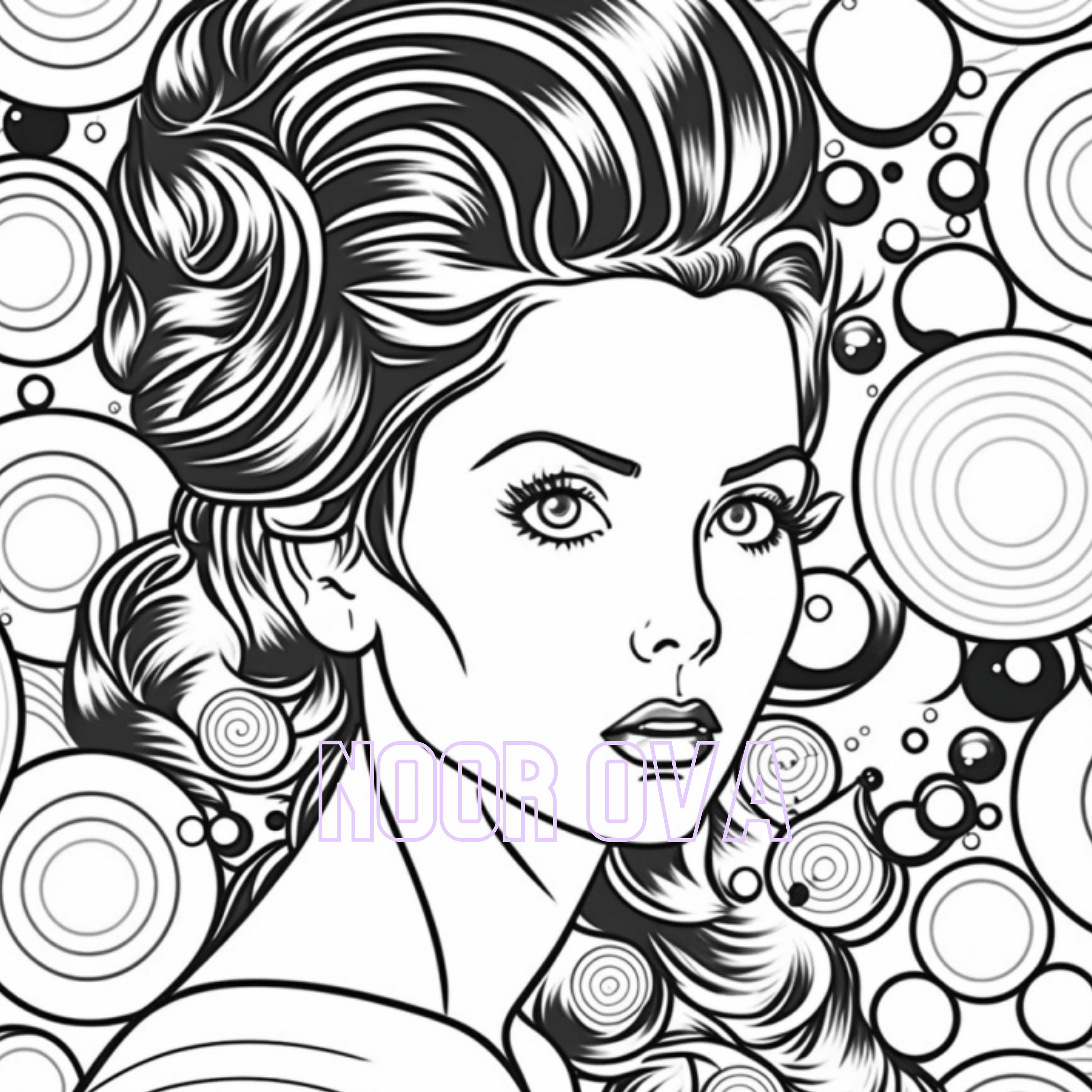 Pop art coloring pages of iconic women from the s and s add a p of color to your nostalgia digital download png