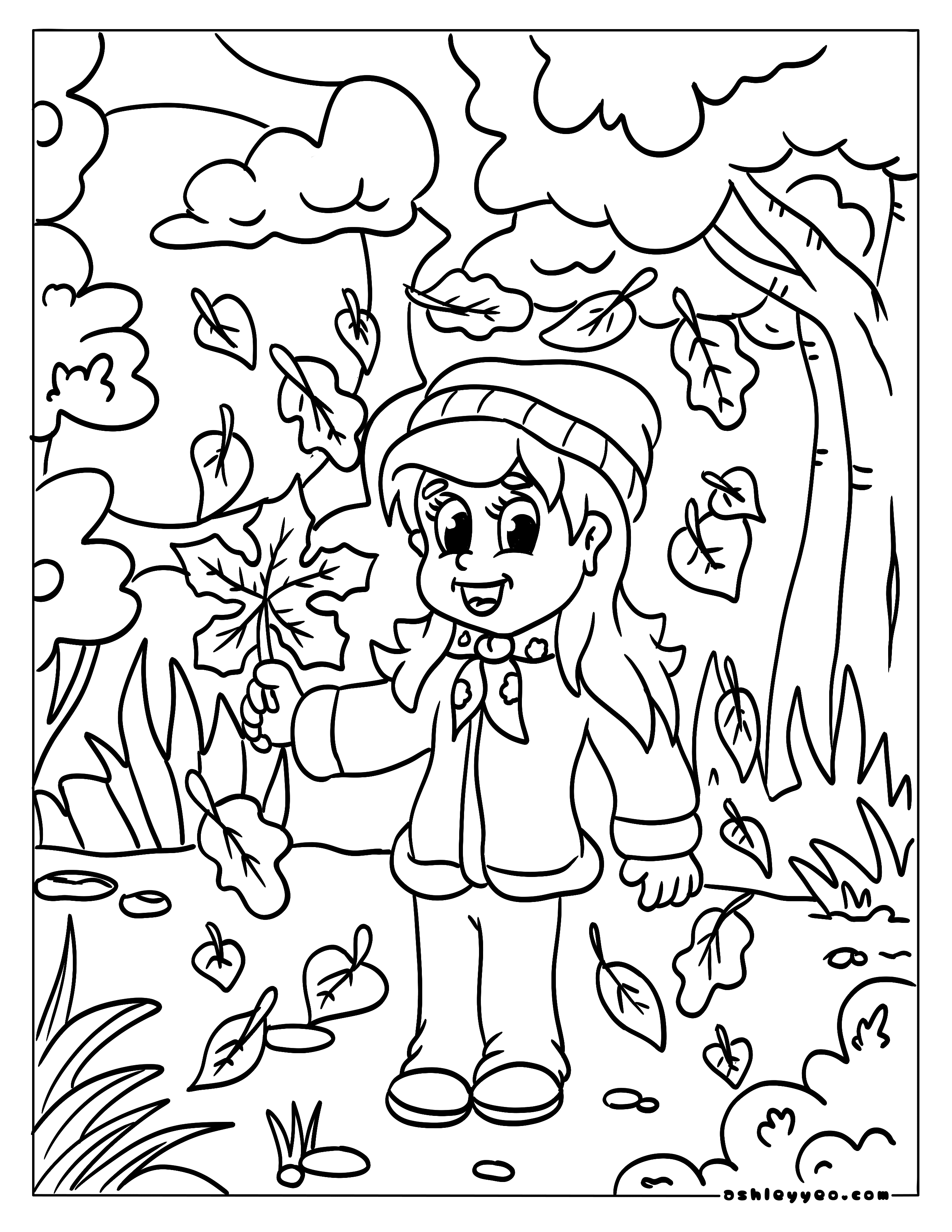 Free fall coloring pages for kids