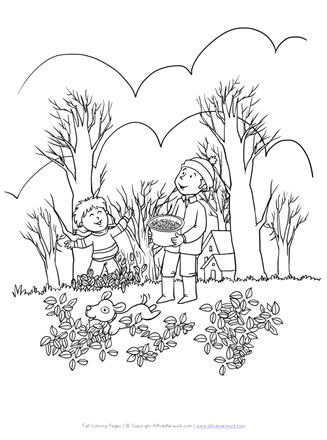 Fall season coloring page all kids network