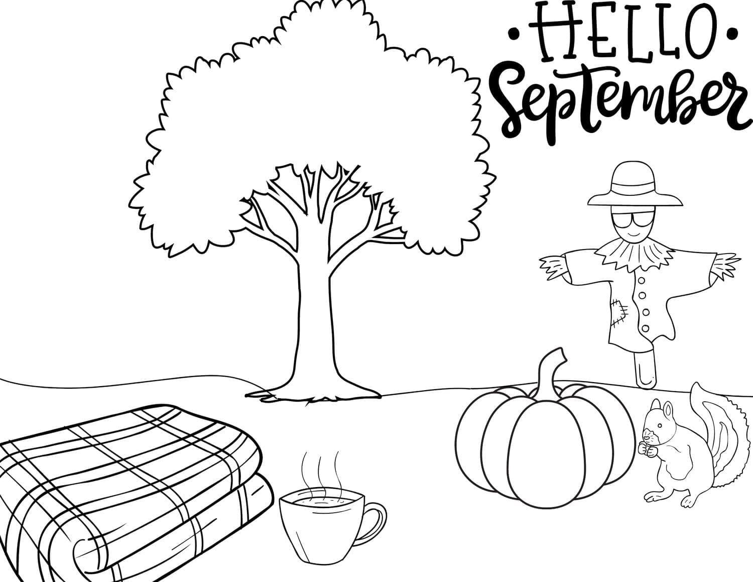 Print hello september coloring page