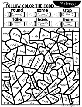 Sight words fall coloring sheets st grade words high frequency early finishers