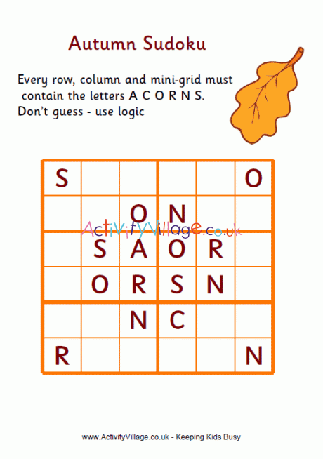 Autumn word sudoku