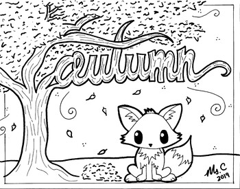 Autumn fox fall thanksgiving coloring sheet by art with ms c tpt