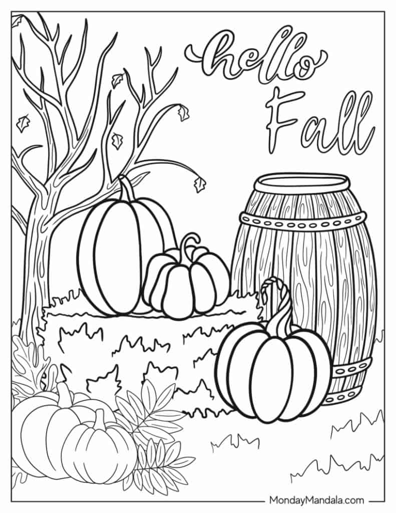 Autumn fall coloring pages free pdf printables