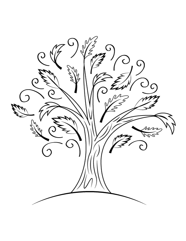 Printable fall tree coloring page