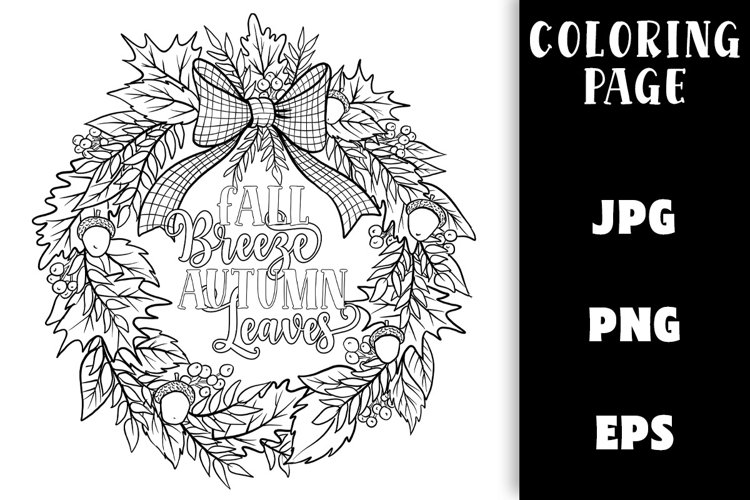 Coloring page fall wreath