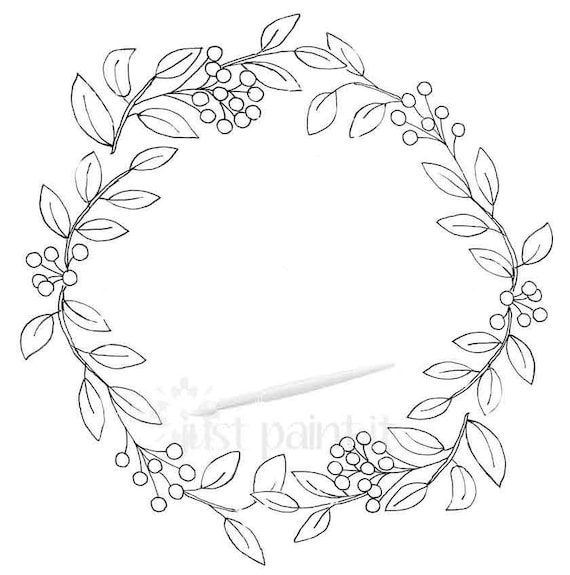 Leaf and berry fall wreath coloring page fall coloring page instant download fall printable