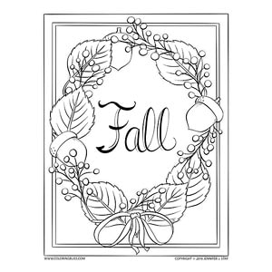 Fall wreath coloring page