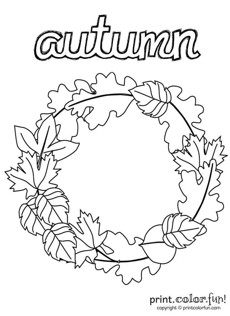 Autumn wreath print color fun free printables coloring pages crafts puzzles cards to print coloring pages fall coloring pages leaf coloring page