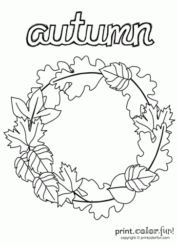 Pretty fall wreath coloring pages for craft learning fun at