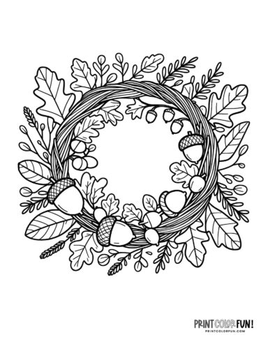 Pretty fall wreath coloring pages for craft learning fun at