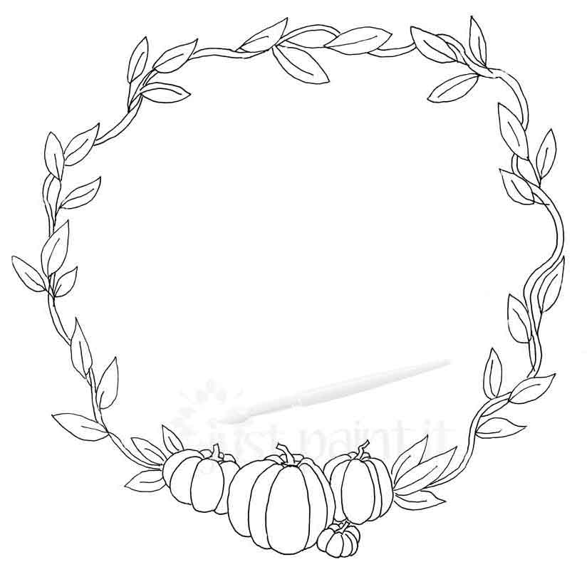 Fall wreath coloring pages kit