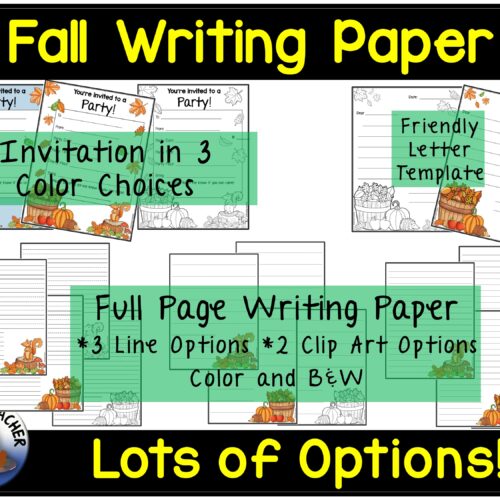 Fall writing paper color and bw made by teachers