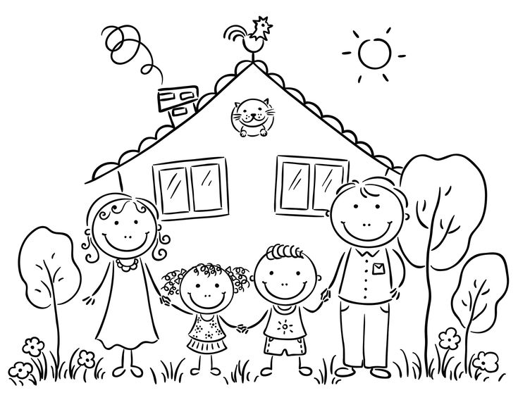 Printable happy family coloring pages for kids