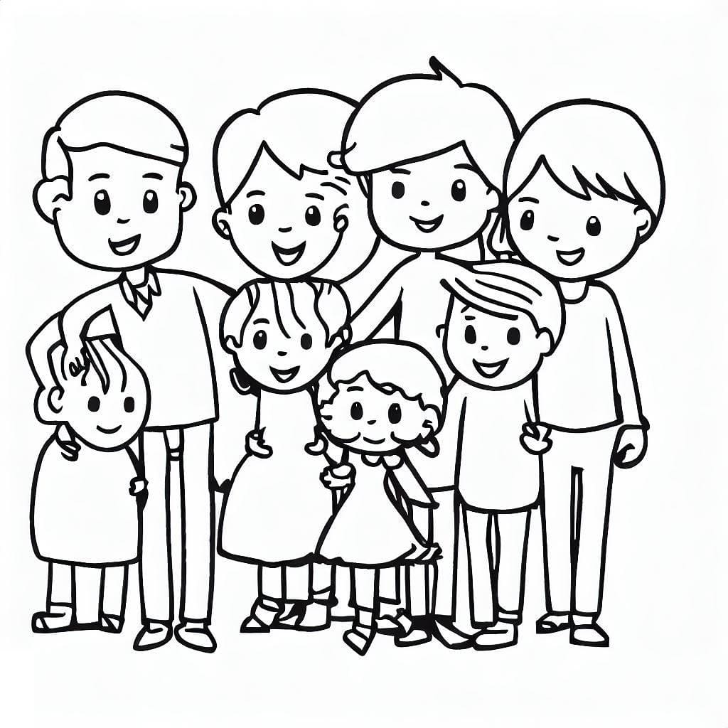 Big family coloring page