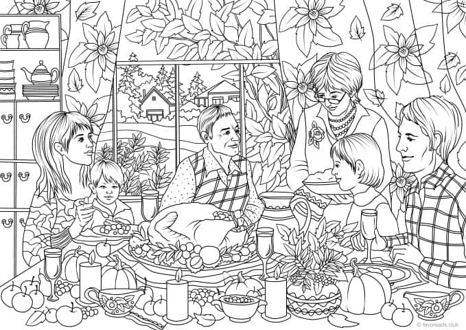 Thanksgiving family dinner â favoreads coloring club