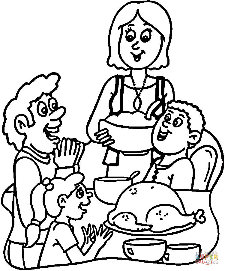 Turkey dinner coloring page free printable coloring pages