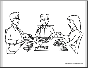 Coloring page family dinner