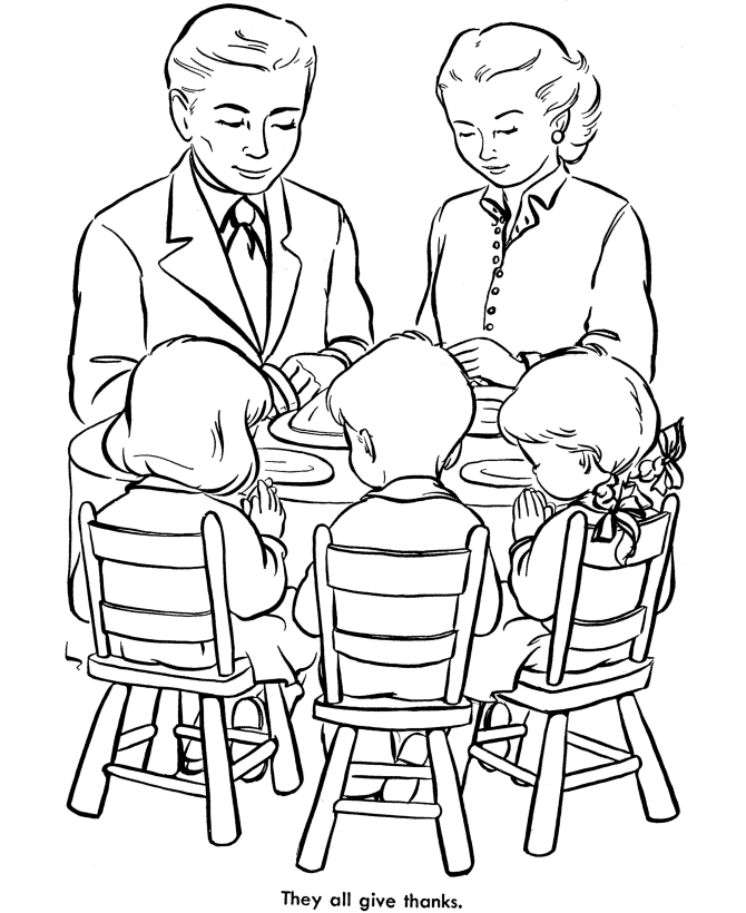 Thanksgiving dinner coloring page sheets