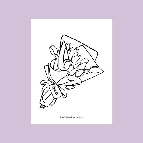 Flower bouquet coloring pages free printables