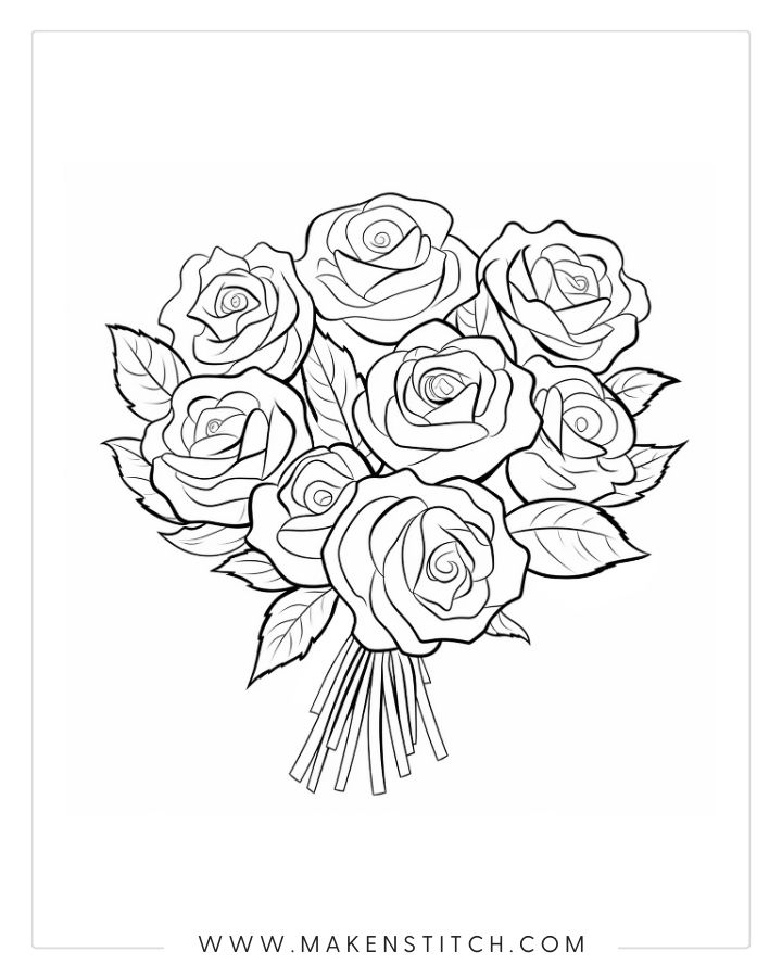 Roses coloring pages for kids and adults