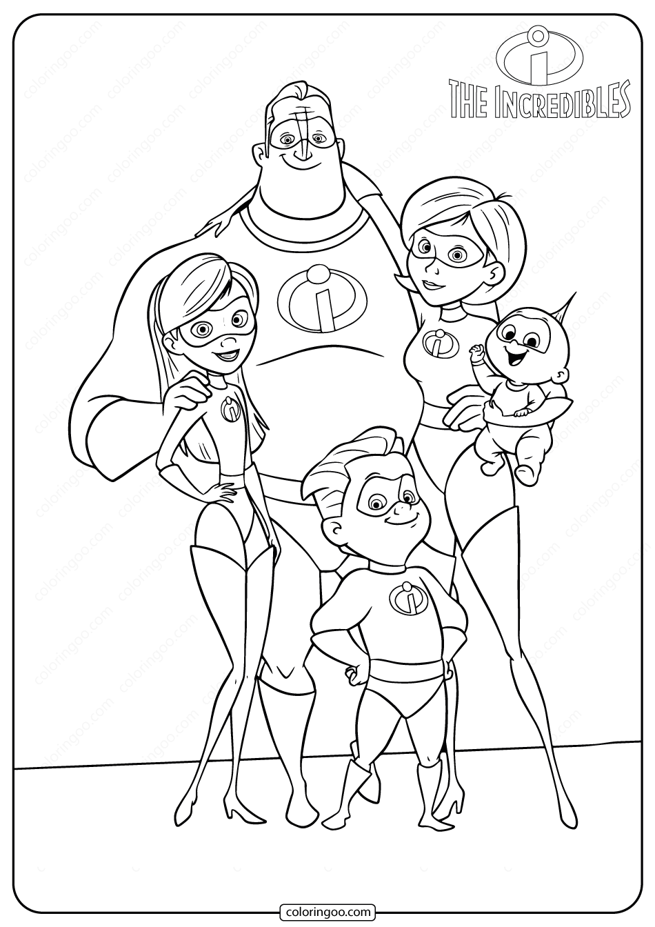 The incredibles family portrait family coloring pages cartoon coloring pages disney princess coloring pages