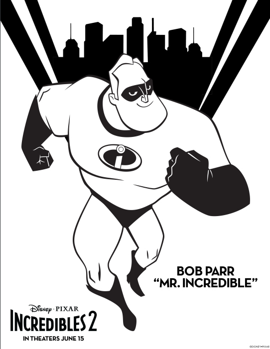 Incredibles coloring pages activity sheets