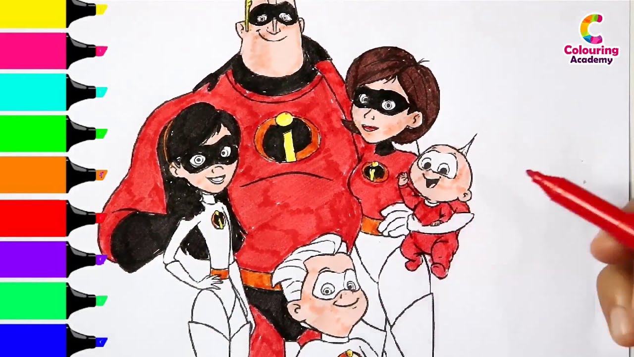 Incredibles coloring pages coloring mr incredible elastigirl violet flash jack