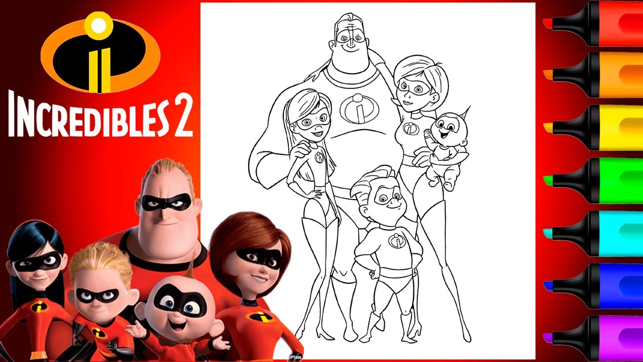 Coloring incredibles disney pixar art and coloring fun