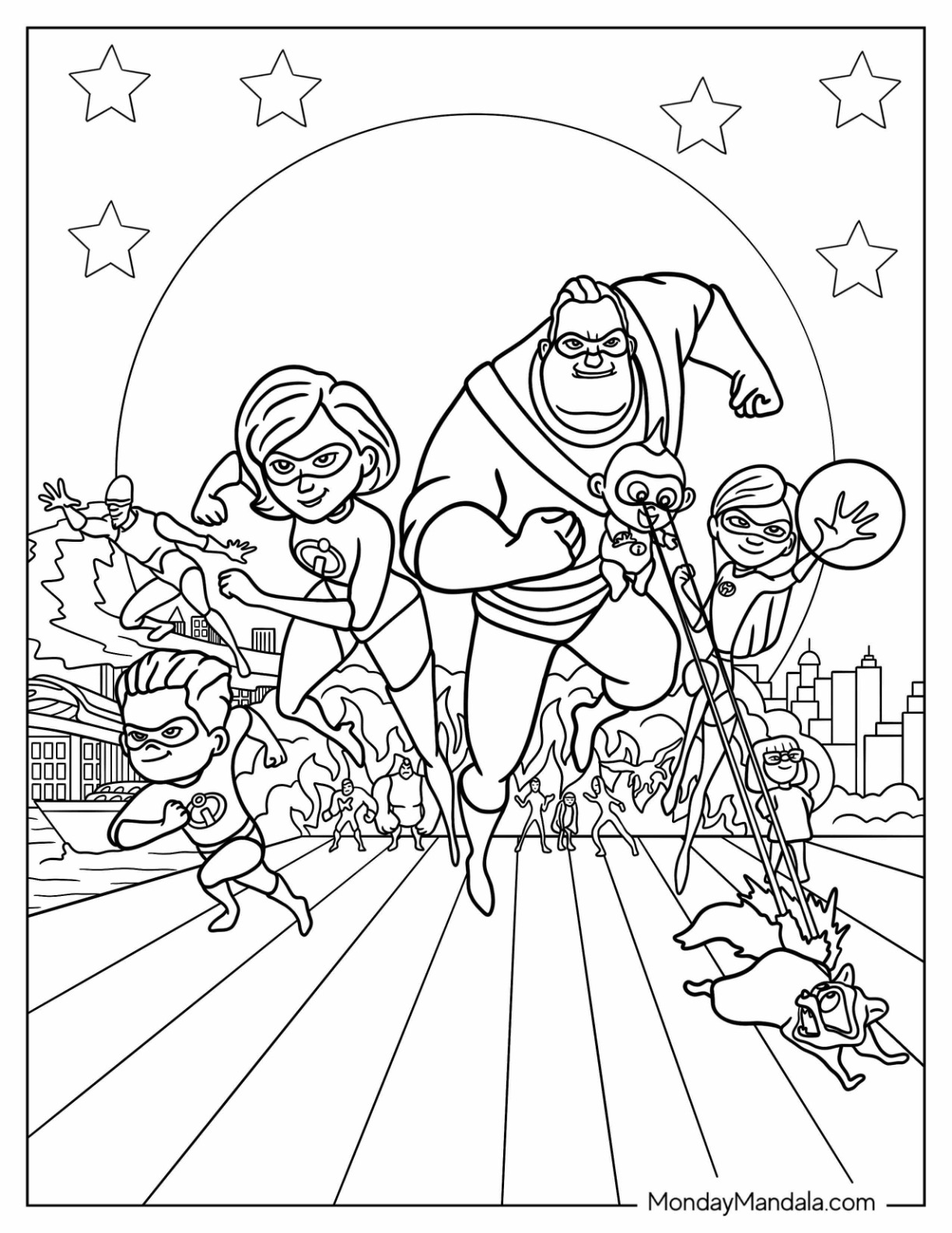 Incredibles coloring pages free pdf printables