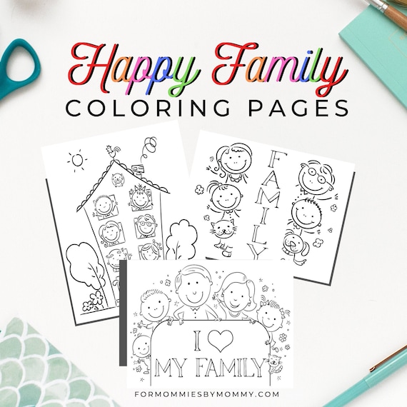 Printable happy family coloring pages for kids