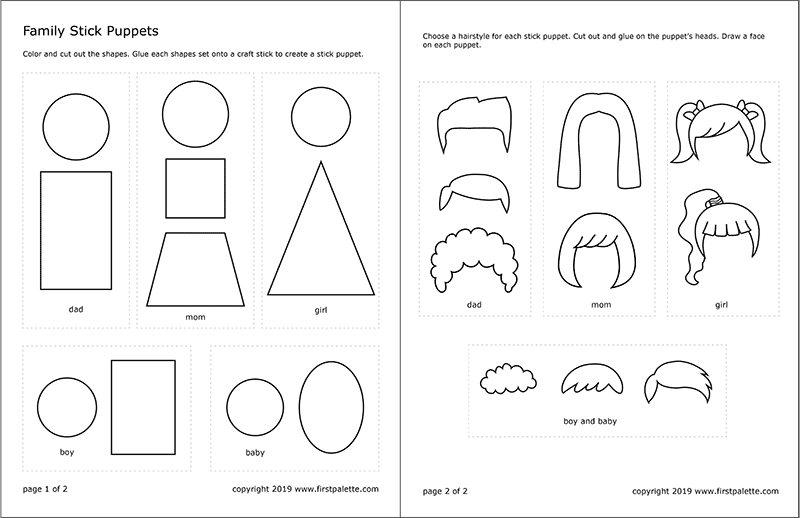 Family stick puppet templates free printable templates coloring pages