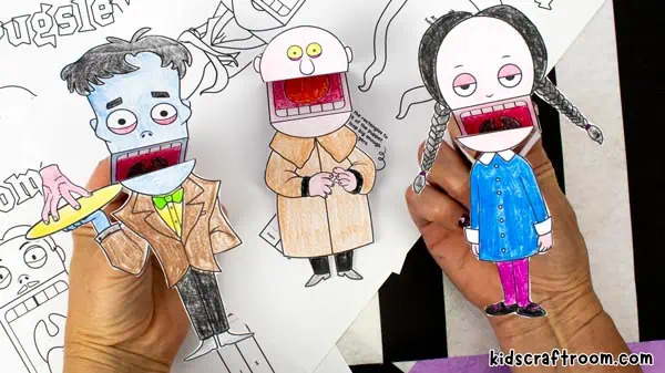 Free printable halloween puppets the addams family