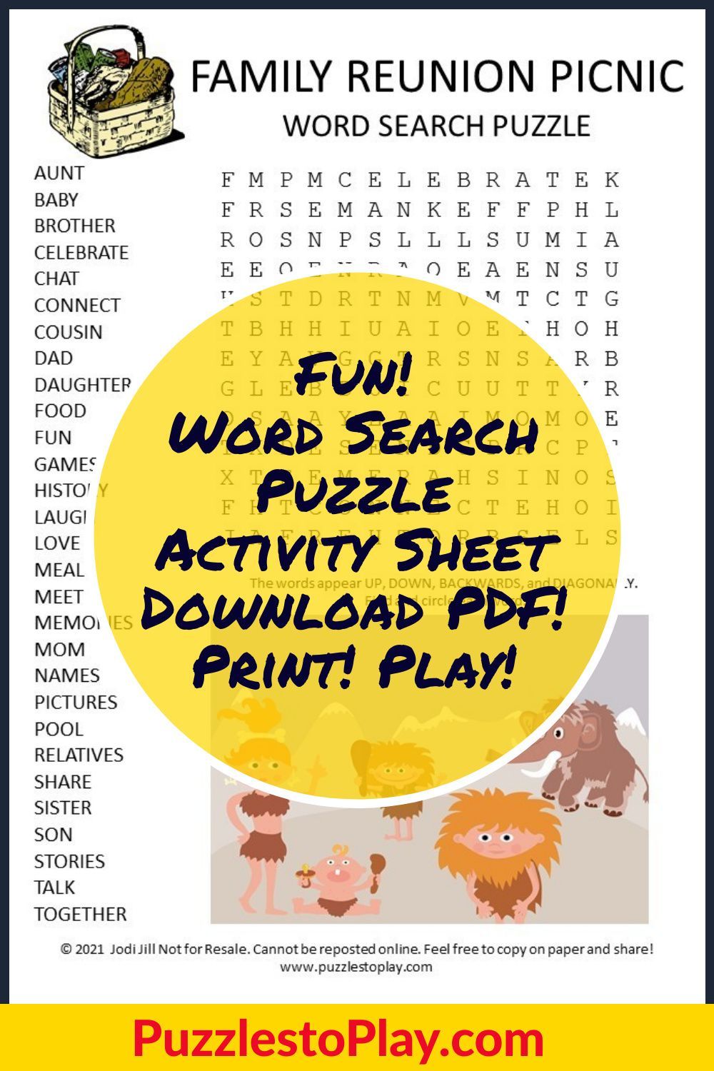 Family reunion picnic word search puzzle family reunion activities family reunion family reunion crafts
