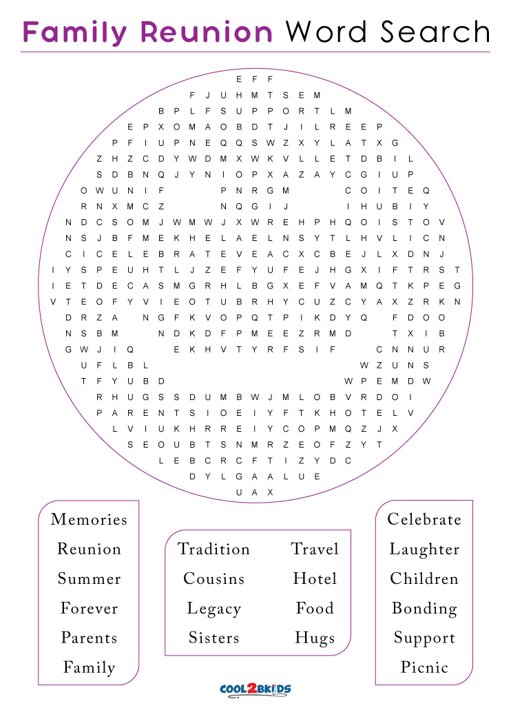 Printable family word search