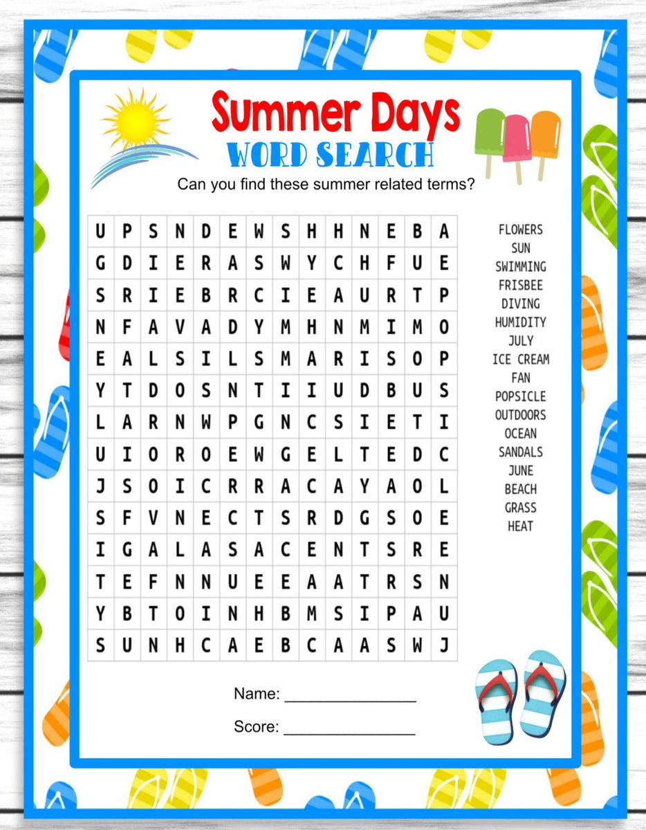 Summer party family reunion word search game printable kids activity â