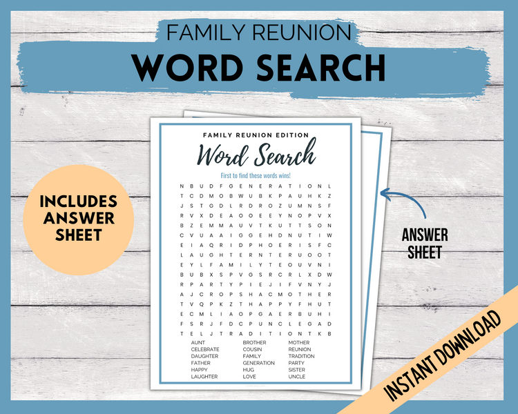 Family reunion word search