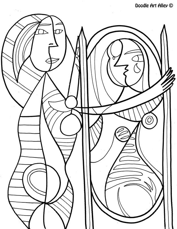 Famous art work coloring pages