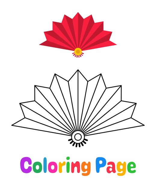 Premium vector coloring page with folding fan for kids