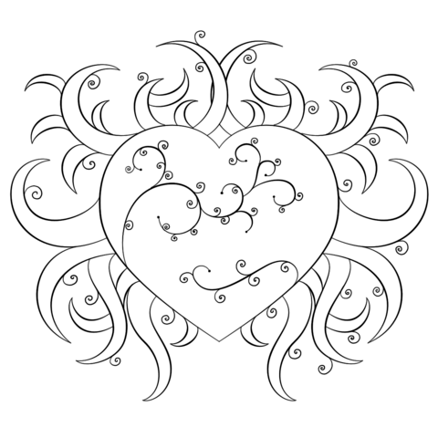 Fancy heart coloring page from hearts category select from printable crafts of cartoons natureâ in love coloring pages coloring pages heart coloring pages