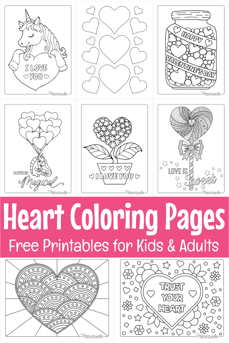 Best heart coloring pages for kids adults