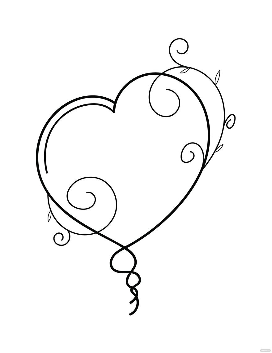 Free fancy heart coloring page